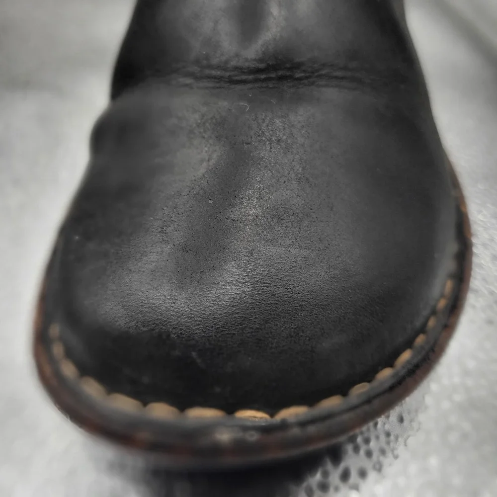 Ugg Kona Women Size 8 Black Leather Shearling Lined Boots Mid Calf Toggle